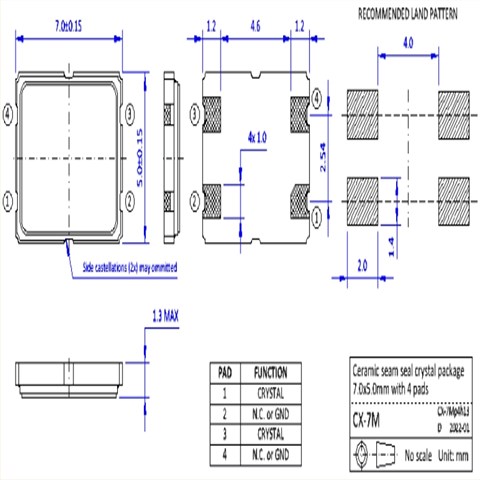 NKG Crystal,S7M24.5760F18E23-EXT,7050mm晶振,6G無(wú)線網(wǎng)絡(luò)晶振