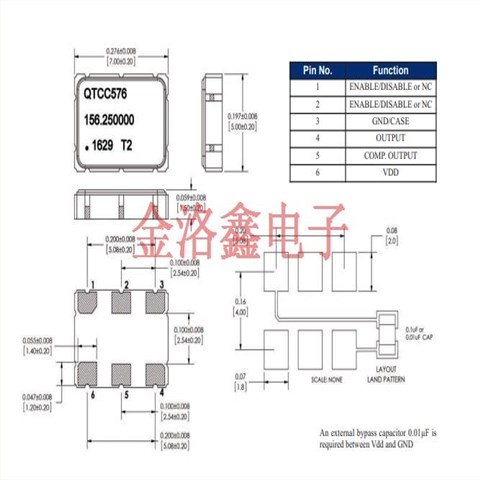 QTCC576LWD9-156.250MHZ,7050差分晶振,156.25M高頻晶振