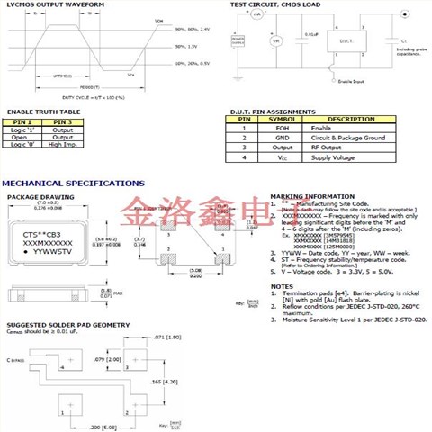 CB3LV-3I-6M0000,HCMOS輸出晶振,歐美進(jìn)口CTS晶振