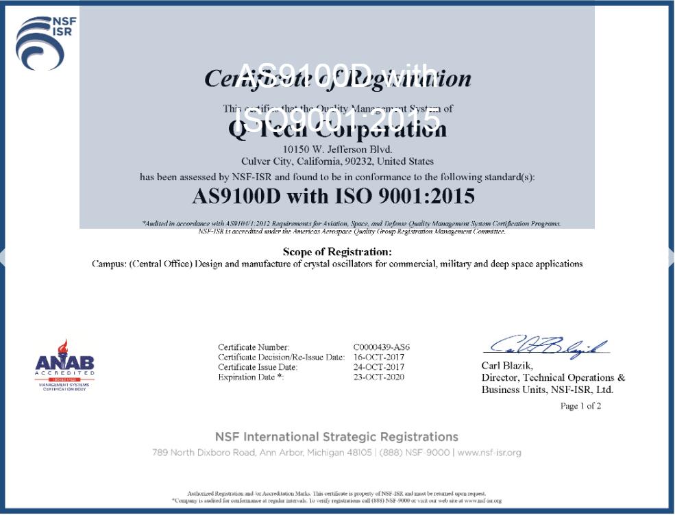 Q-Tech Crystal,COTS振蕩器,Q-Tech可靠性振蕩器 Q-Tech Crystal,COTS振蕩器,Q-Tech可靠性振蕩器