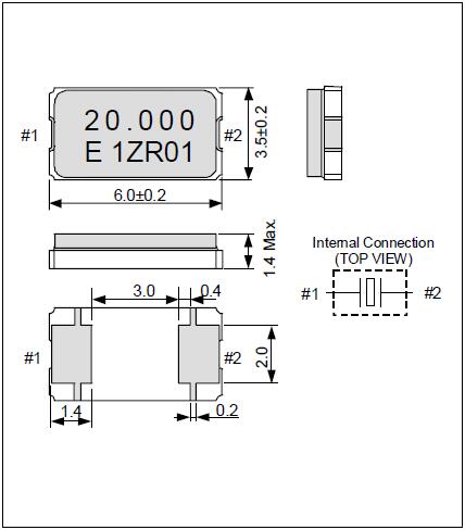無源石英貼片晶振,2腳6035陶瓷面諧振器,FA-365晶振 無源石英貼片晶振,2腳6035陶瓷面諧振器,FA-365晶振