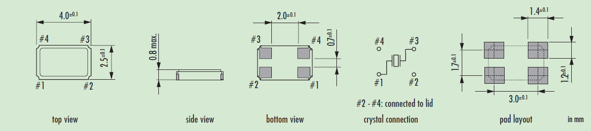 無(wú)源SMD小型晶振,金屬4025四腳晶振,JXS42晶振