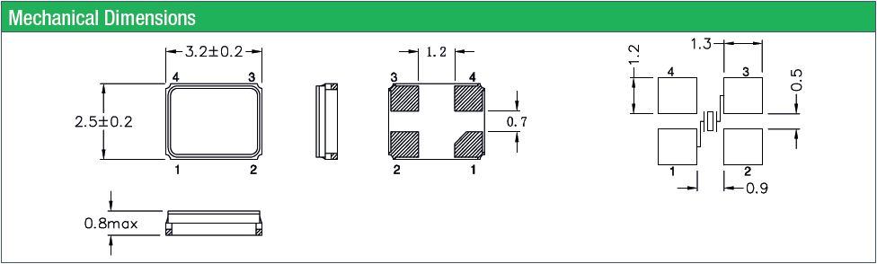 進(jìn)口無源諧振器,小體積3225晶振,QC32晶振