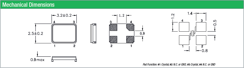 3225進(jìn)口石英晶振,無(wú)源四腳SMD晶振,QC32GA晶振