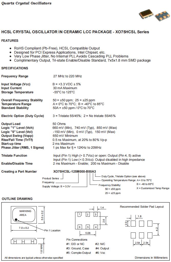 XO75HCSL-1 XO75HCSL-1