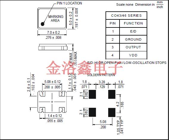 CO4305-16.000-EXT-T-TR,高密度晶振,CO43貼片晶振,3.3V壓電控制晶振 CO4305-16.000-EXT-T-TR,高密度晶振,CO43貼片晶振,3.3V壓電控制晶振